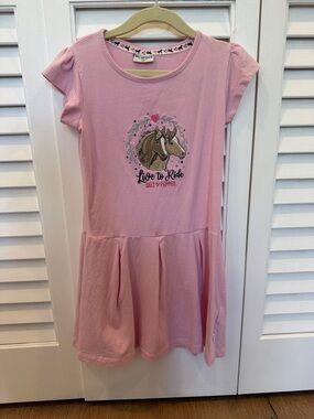 Girls' Pink 'Live to Ride' Horse Graphic Casual Dress
